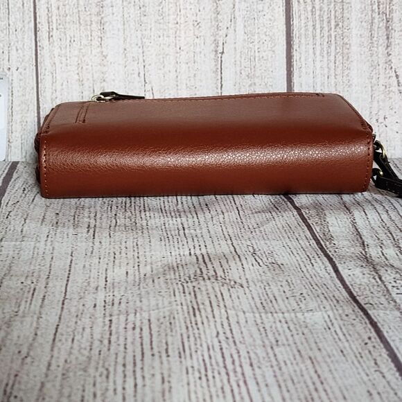 Mundi Classic Double Zip Around Wallet Clutch in Brown, New! - Picture 5 of 10
